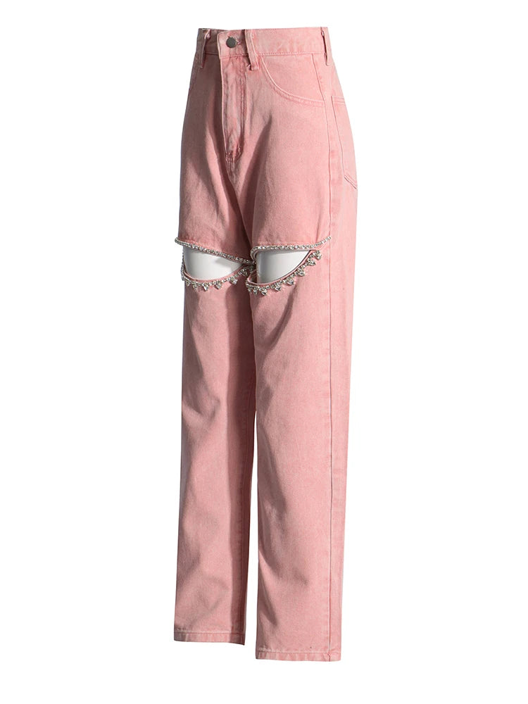 Midnight Tour Cutout Wide-Leg Jeans