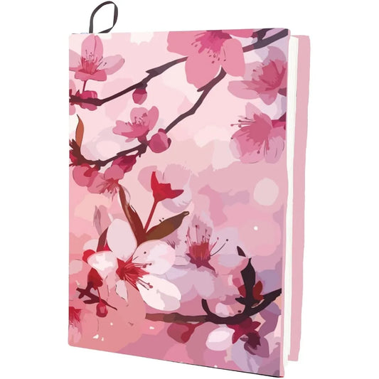 Cherry Blossom Stretchable Book Cover Flower Floral Pink Cover Washable Reusable Large Nylon Book Sleeve Book Protector Elastic - élise & madelyn