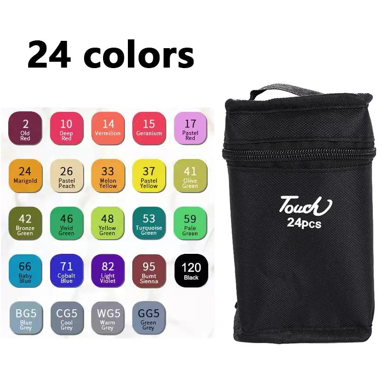 24-80 Colors Double Headed Oily Art Marker Pen Set for Draw Sketching Oily Tip Based Markers Graffiti Manga School Art Supplies - élise & madelyn