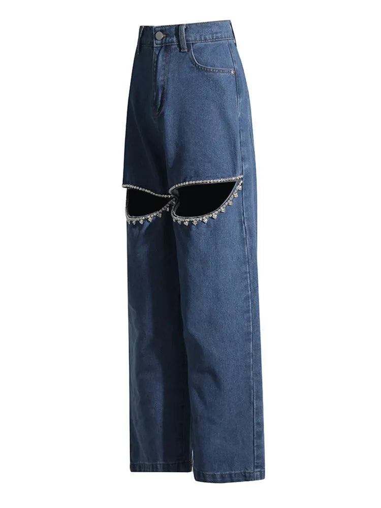 Midnight Tour Cutout Wide-Leg Jeans