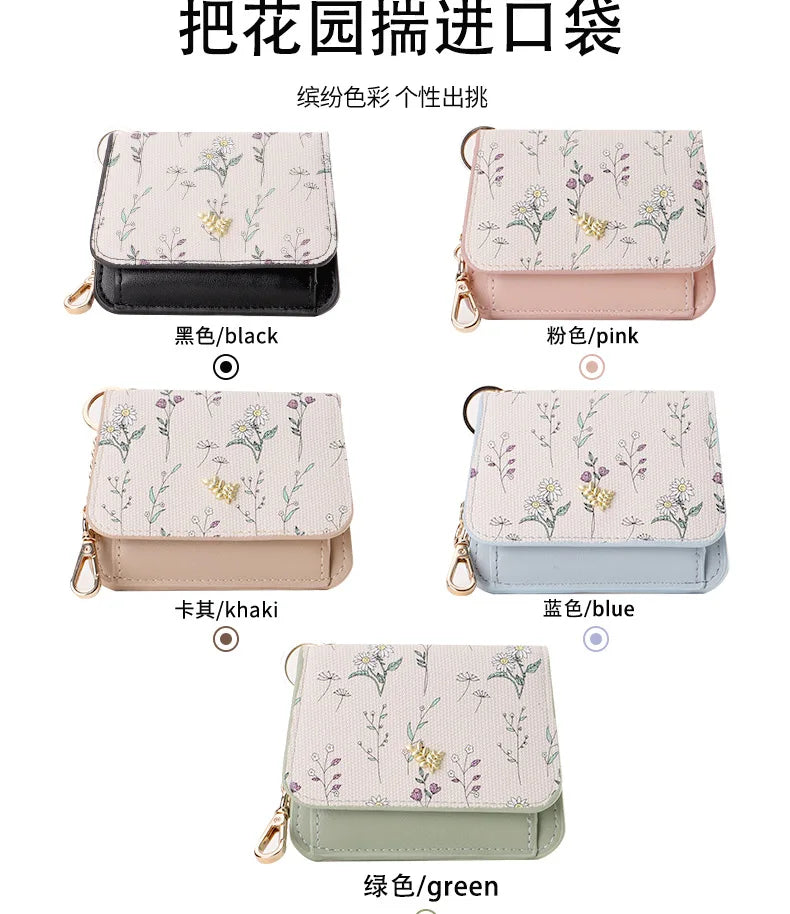 Card Bag Keychain Coin Purses Women's Compact Portable Change Bag Thin Design PU Leather Floral Print Coin Holders for Women - élise & madelyn