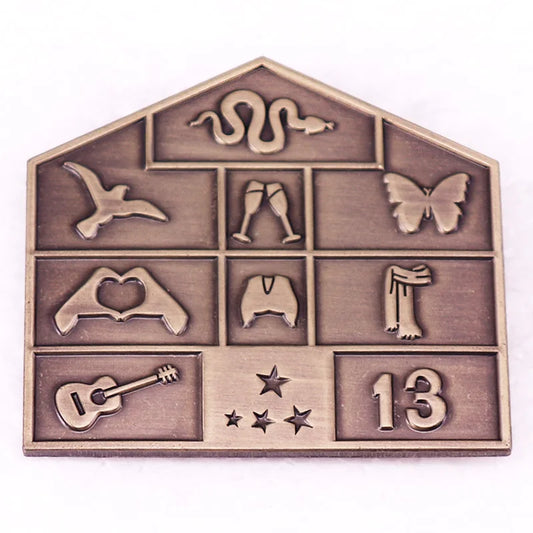 Swiftie-Inspired Lover House Era Icons Enamel Pin – Vintage Album Symbols Brooch - élise & madelyn