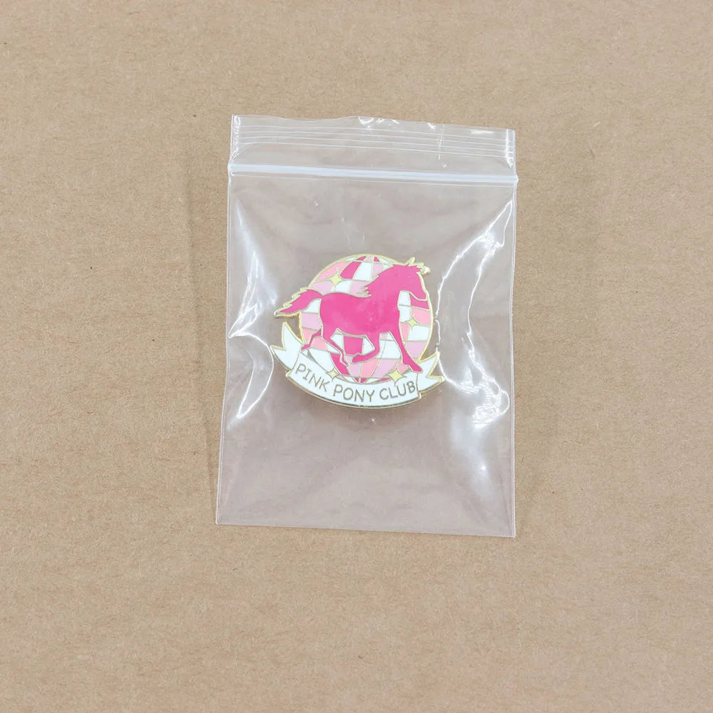 Pink Pony Disco Ball Enamel Pin – Retro Pop Music Inspired Lapel Badge