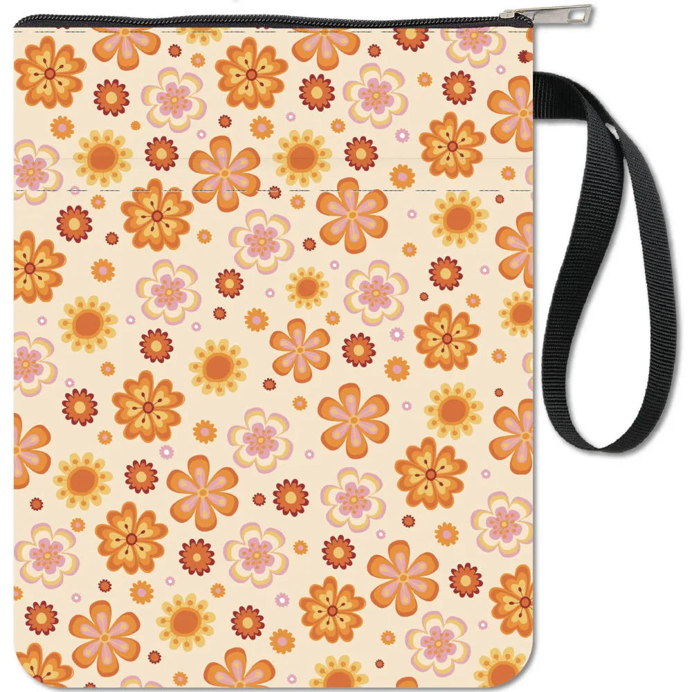 Black Book Sleeves Flower Leaf Book Covers Book Protector for Paperbacks Washable Fabric Cloth Book Cover with Zipper and Extra - élise & madelyn