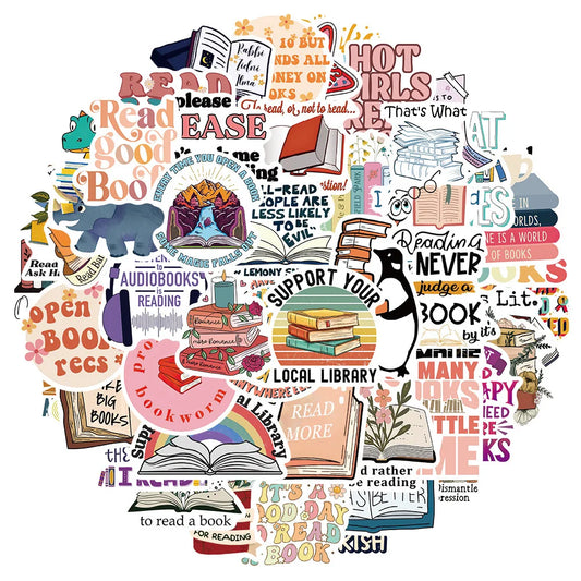 10/50PCS Cute Flower Book Reading Stickers Aesthetic DIY Stationery Notebook Bottle Laptop Luggage Guitar Skateboard Car Sticker - élise & madelyn