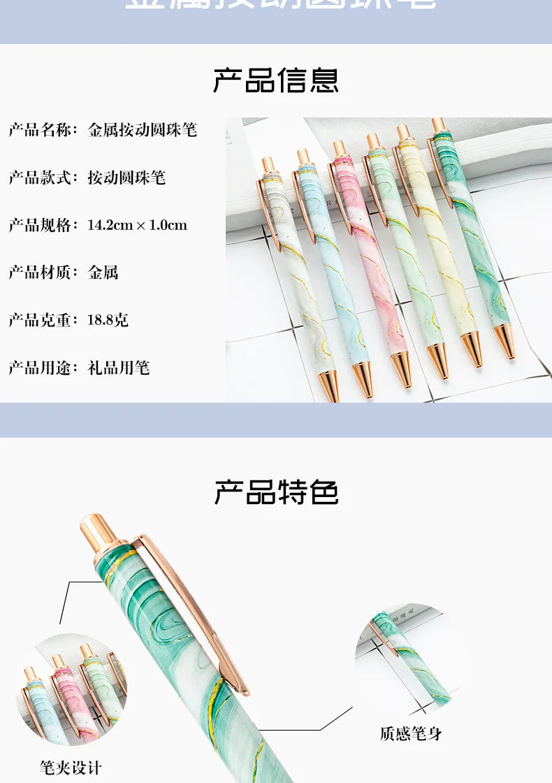 30PCS  Wholesale Metal Ballpoint Pen with Pressed Core Hotel Conference Advertising Pen Multi color Flower Film Ballpoint Pen - élise & madelyn