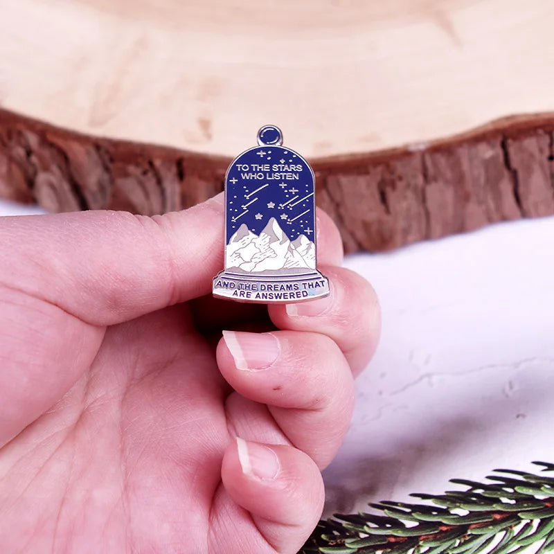 To The Stars Who Listen starry night mountain Enamel Pin ACOTAR Books Badge