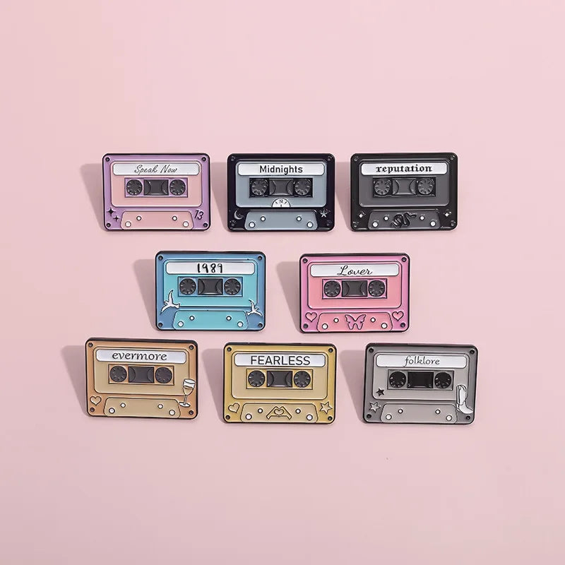 Retro Cassette Enamel Pins — Era-Inspired Collectible Set - élise & madelyn