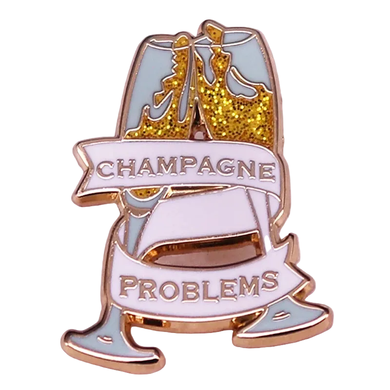 Champagne Problems Glitter Enamel Pin – Lyric-Inspired Pop Music Brooch - élise & madelyn