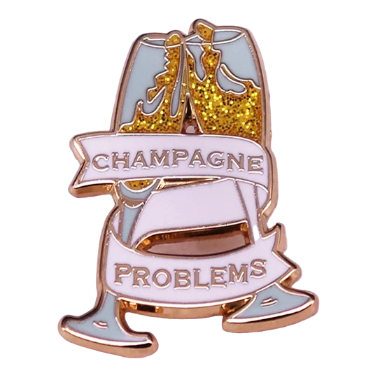 Champagne Problems Glitter Enamel Pin – Lyric-Inspired Pop Music Brooch - élise & madelyn