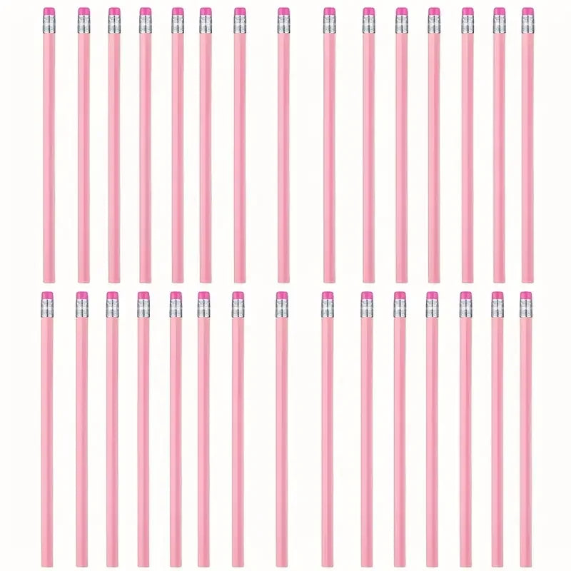 10/20/30pcs Wooden Pink Wedding Pencil with Eraser, Hb Pencil for School, Art, Office, Drawing, Sketching, Learning - élise & madelyn