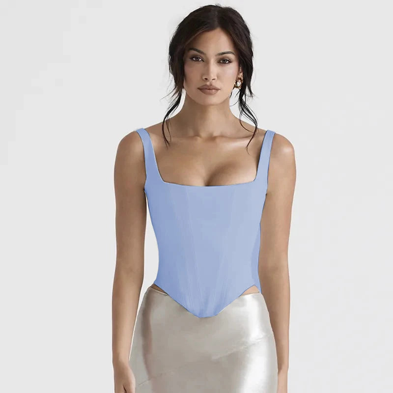 Women's Halter Square Neck Backless Short Vest Stretch Bandage Tight Top