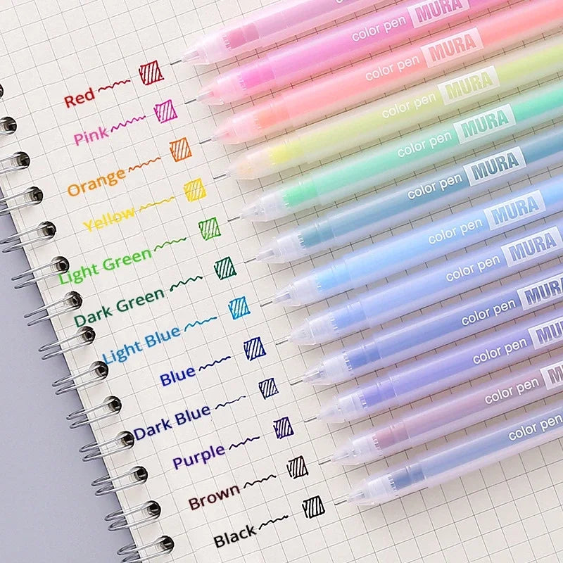 9/12 PCS Set Kawaii Color Gel Pen Set 0.5mm Ballpoint Pen for Diary School Stationery - élise & madelyn