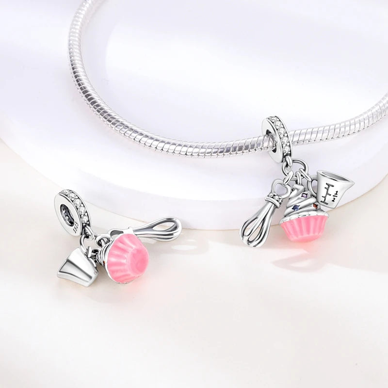 Fit Original 925 Sterling Silver Charms Beads Wine Glass Coffee Cup Charms Pendant For Women Bracelet Charms DIY Jewelry Gift - élise & madelyn