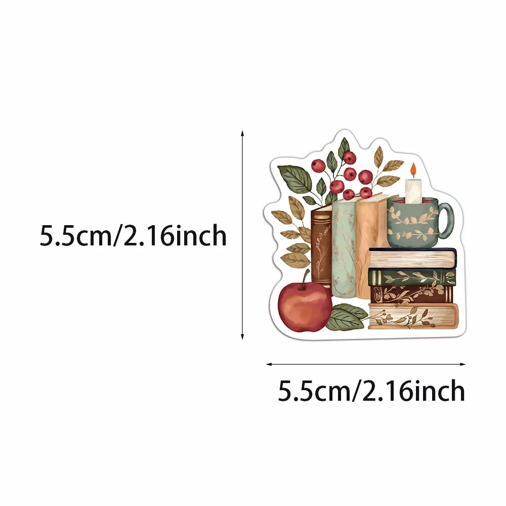 50PCS Bookish Autumn Graffiti Stickers Cartoon Cute Ghost Books Graffiti DIY Bookbook Notebook Stickers - élise & madelyn