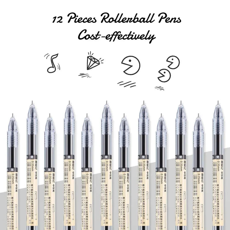 54Pcs/Set 0.35mm Gel Pens Office School Exam Sign Ballpoint Pen Blue Red Black Ink Replaceable Pen Refill Rods Kawaii Stationery - élise & madelyn