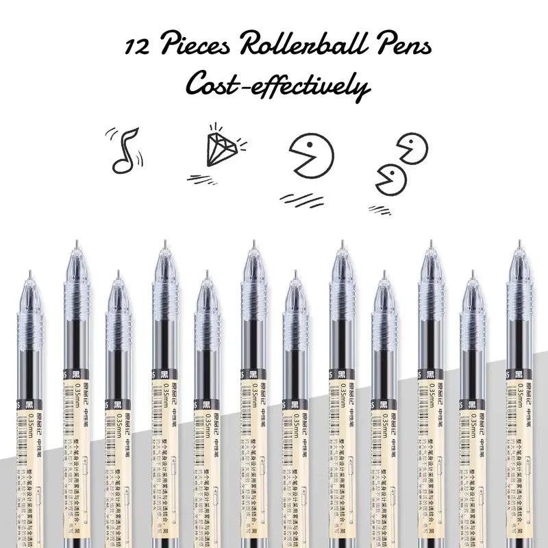 54Pcs/Set 0.35mm Gel Pens Office School Exam Sign Ballpoint Pen Blue Red Black Ink Replaceable Pen Refill Rods Kawaii Stationery - élise & madelyn