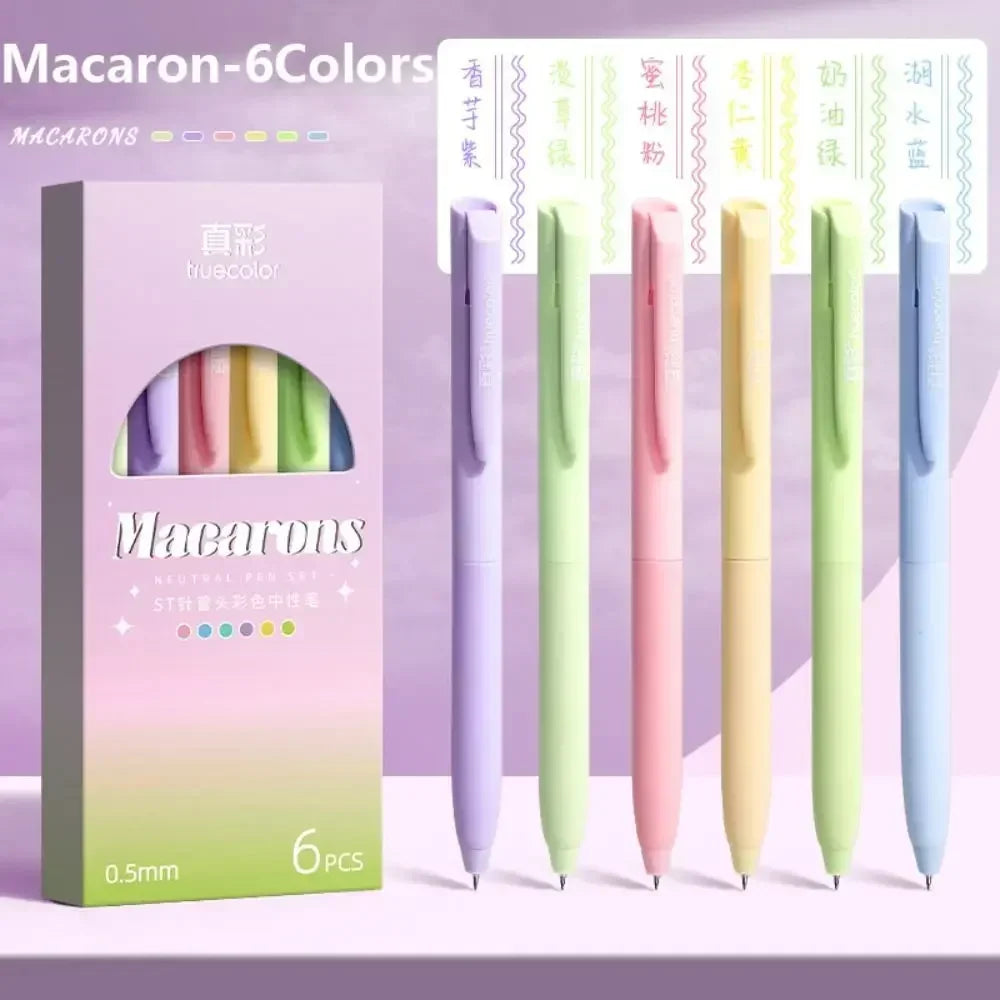 6Colors/Set Color Gel Pen 0.5mm ST Tip Ballpoint Pen Writing Tool Color Ink Signing Pen Students Gift Stationery School Supplies - élise & madelyn