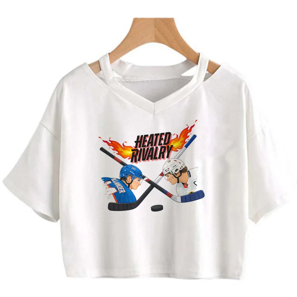 Heated Rivalry Cropped Graphic T-Shirt – Y2K Gothic Vintage Women’s Crop Top