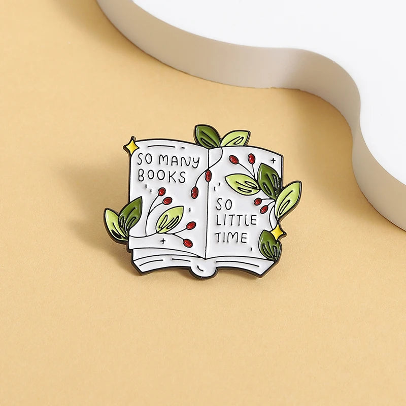 Book Lover Series Enamel Pins Certified Book Addict Violent Litle Thing Brooches Lapel Badge Jewelry Gifts for Bookworm Friends