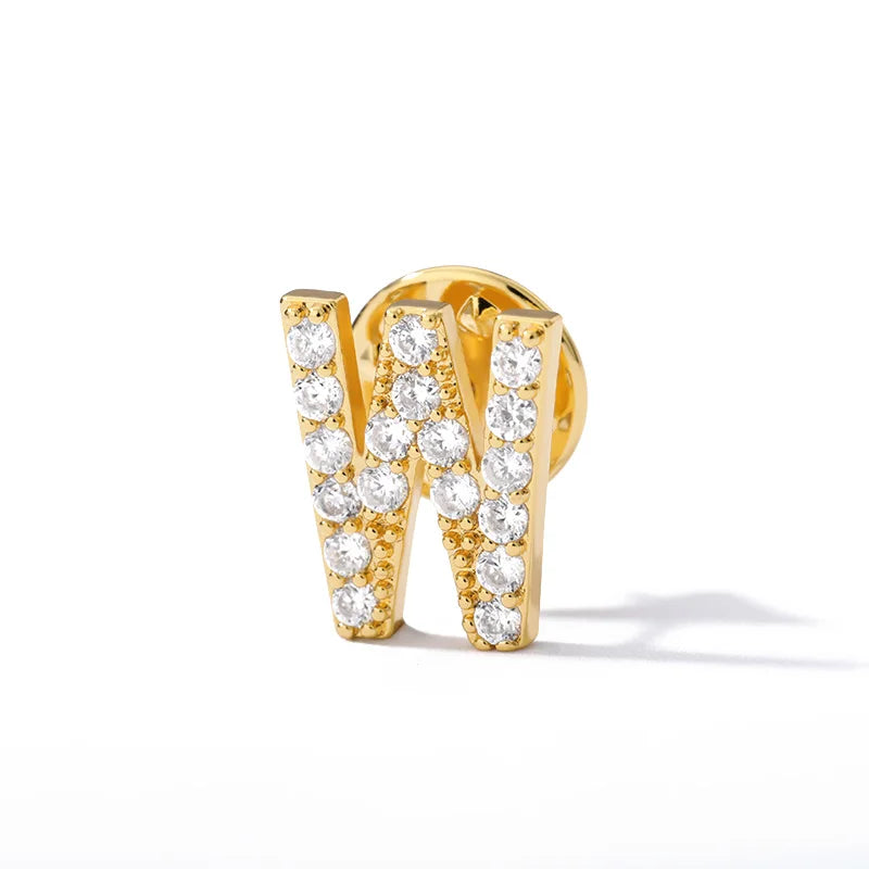 Crystal A-Z Letter Brooches for Women Initial Name Brooch Pins for Suit Shirt Collar Accessories New Rhinestone Brooch Jewelry
