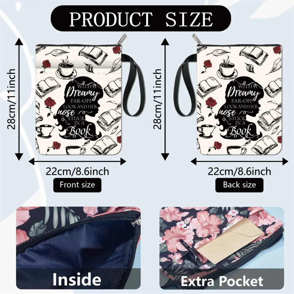 1pc Flower Book Sleeve Leaves Book Protector Plant Book Covers for Paperbacks Washable Fabric Cloth Book Cover with Zipper - élise & madelyn