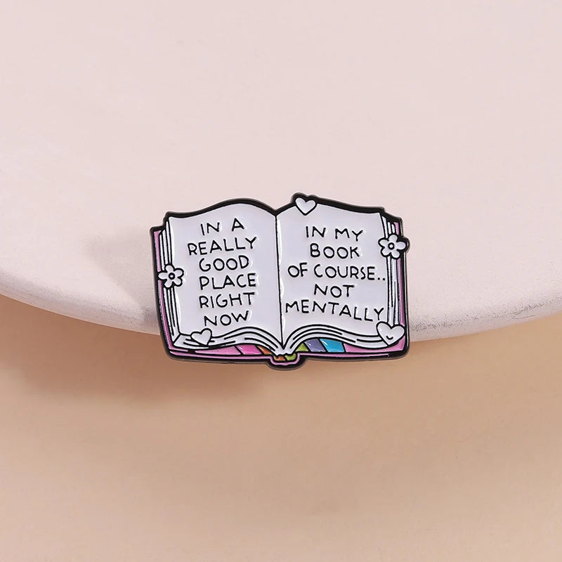 Book Lover Series Enamel Pins Certified Book Addict Violent Litle Thing Brooches Lapel Badge Jewelry Gifts for Bookworm Friends