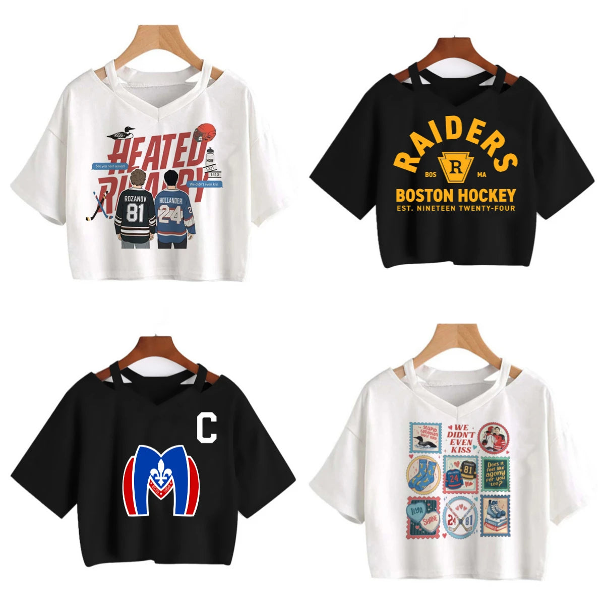 Heated Rivalry Cropped Graphic T-Shirt – Y2K Gothic Vintage Women’s Crop Top