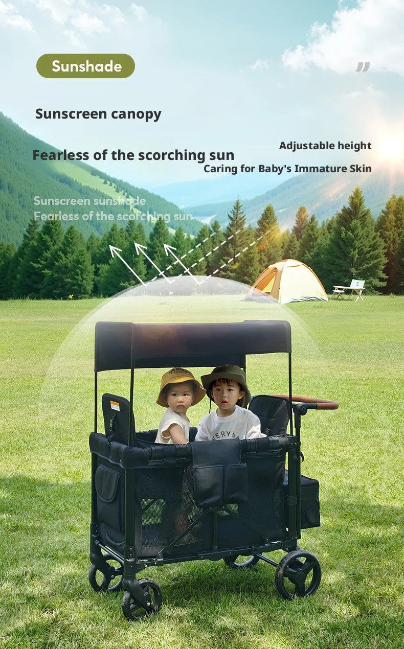 Lightweight Twin/Quad Travel Stroller – Foldable Sit & Recline Design