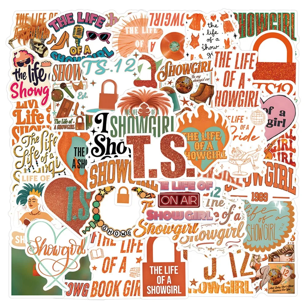 10/55Pcs The Life of A Showgir Stickers Famous Star Singer Decals for Laptop Suitcase Notebook Skateboard Waterproof Sticker - élise & madelyn