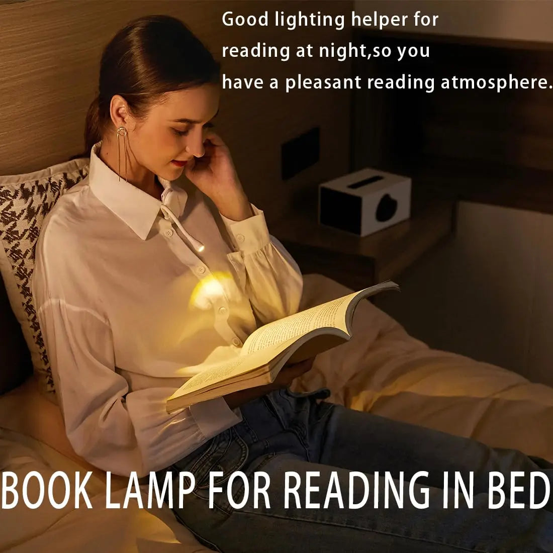 Portable Mini LED Book Light 3 Color Warm Cool White Rechargeable Clip 360° Flip Book Lamp for Travel Bedroom Reading Light - élise & madelyn