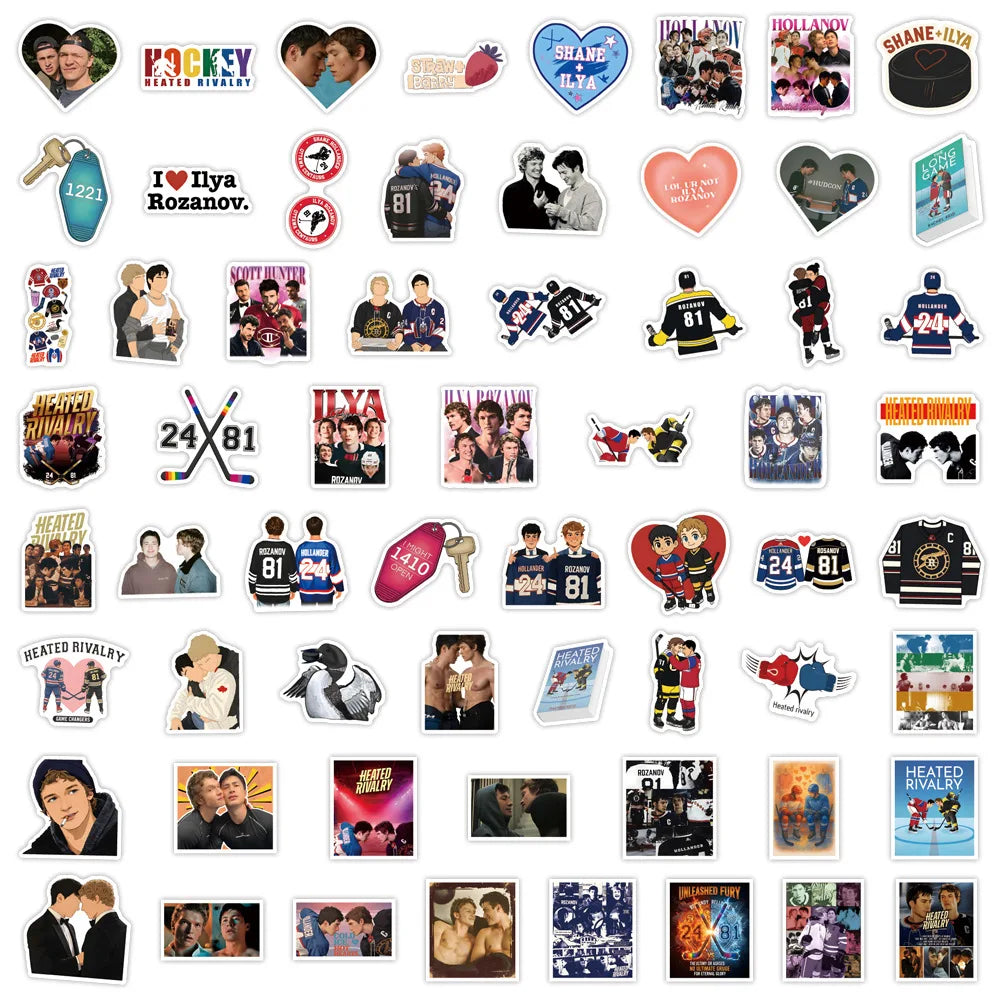 60pcs Heated Rivalry Waterproof Decals DIY Stickers for Scrapbooking Phone Luggage Skateboard - Creative Crafting Supplies
