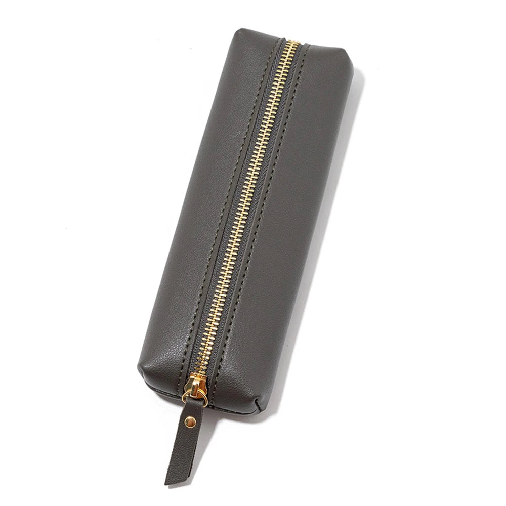 Large Capacity Pen Bag PU Leather Pen Case Korean Stationery Holder Storage Box Zipper Pencil Pouch Student School Supplies - élise & madelyn