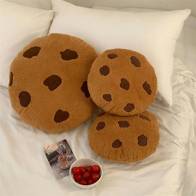 Creative Cookies Pillows Round Shape Chocolate Biscuits Stuffed Plush Toys Realistic Food Snack Seat Cushion Plushie Props Gifts - élise & madelyn