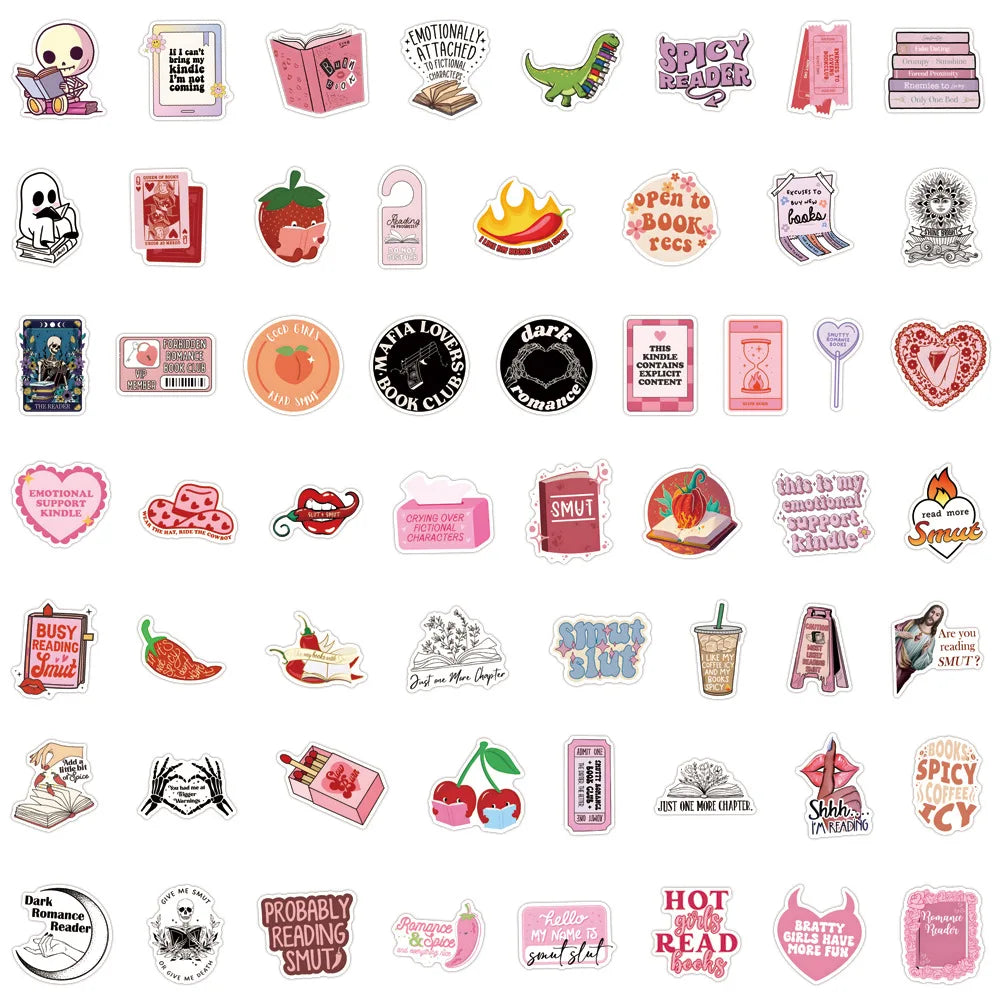 55PCS/Pack Smutty Book Stickers for Kindle Adult,Bookish Smut Reading Booktok Dark Romance Case Journal Water Bottle Sticker - élise & madelyn