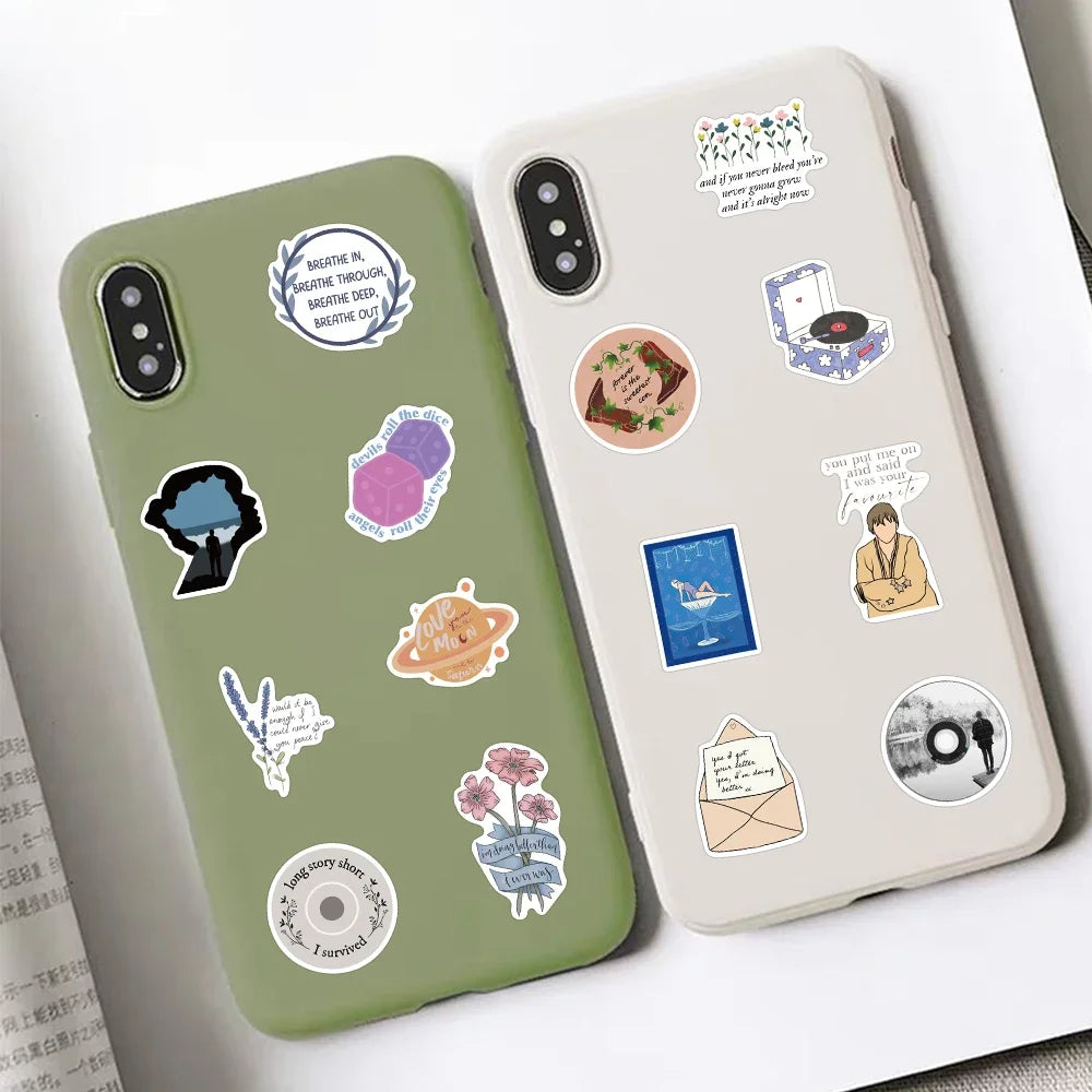 Aesthetic Lyric & Album-Inspired Vinyl Sticker Packs (10 / 30 / 50 pcs) - élise & madelyn