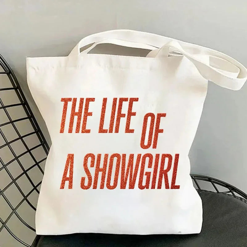 Showgirl Aesthetic Canvas Tote Bag – Y2K Harajuku Style Shopping Bag – Trendy Women’s Reusable Shoulder Bag