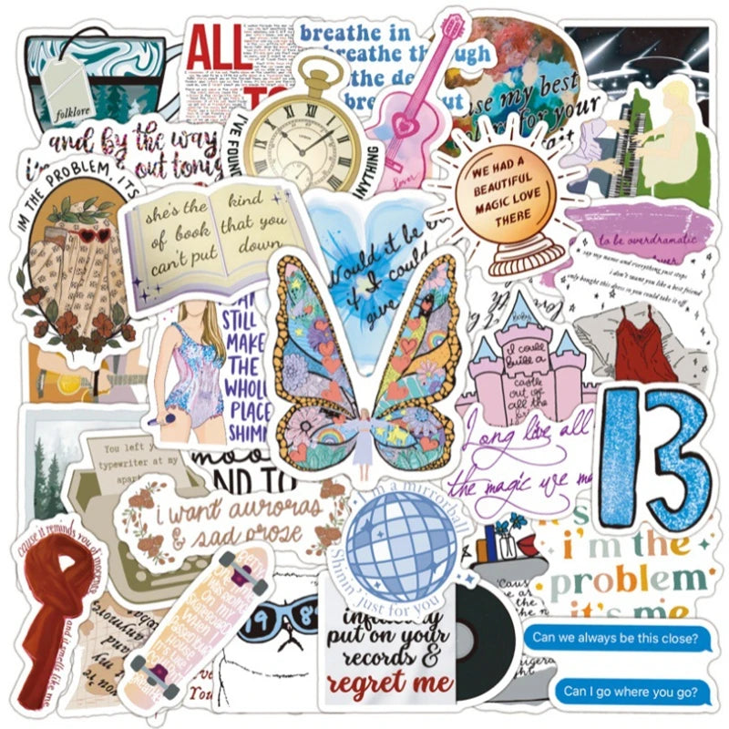 Swift-Inspired Folklore & Eras Aesthetic Sticker Pack (50 pcs) – Waterproof Vinyl Decals - élise & madelyn