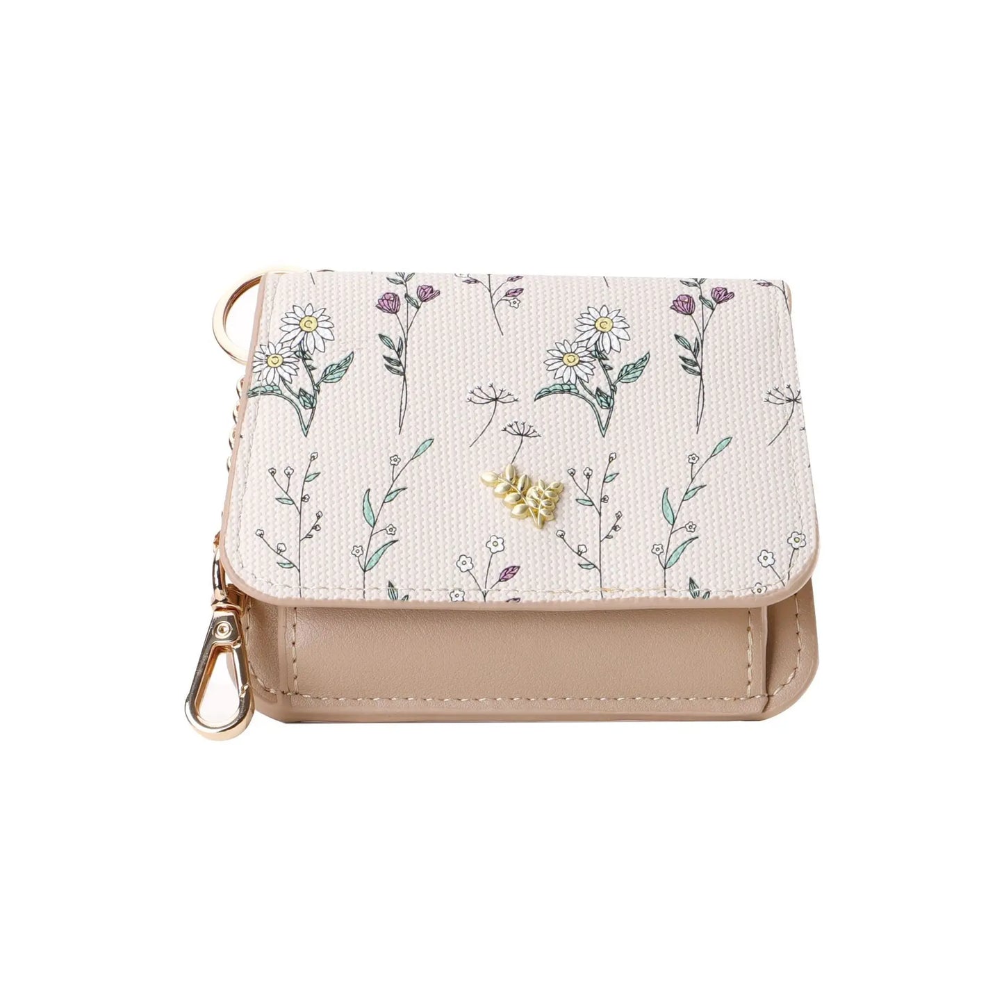 Card Bag Keychain Coin Purses Women's Compact Portable Change Bag Thin Design PU Leather Floral Print Coin Holders for Women - élise & madelyn
