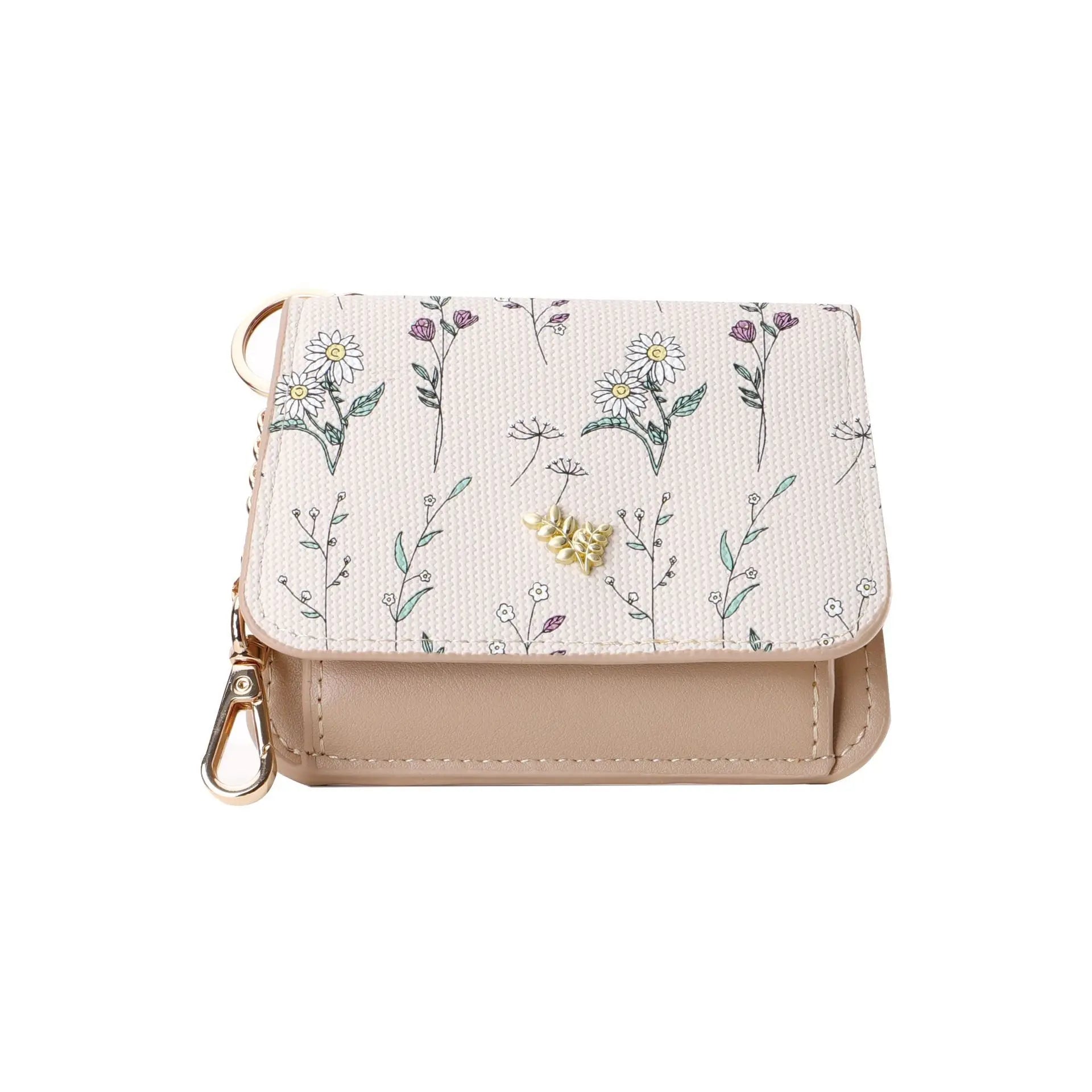 Card Bag Keychain Coin Purses Women's Compact Portable Change Bag Thin Design PU Leather Floral Print Coin Holders for Women - élise & madelyn