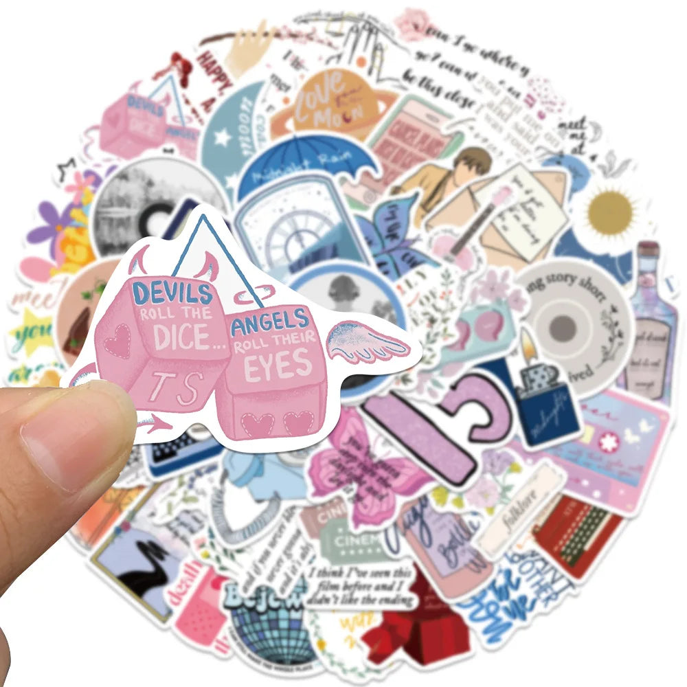 Swift-Inspired Sticker Pack (50 pcs) – Waterproof Cute Decals for Laptop, Phone & Journals - élise & madelyn