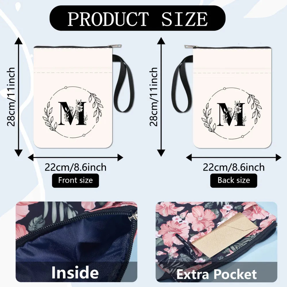 1pc Black Book Sleeves Flower Leaf Book Covers Book Protector for Paperbacks Washable Fabric Cloth Book Cover with Zipper - élise & madelyn