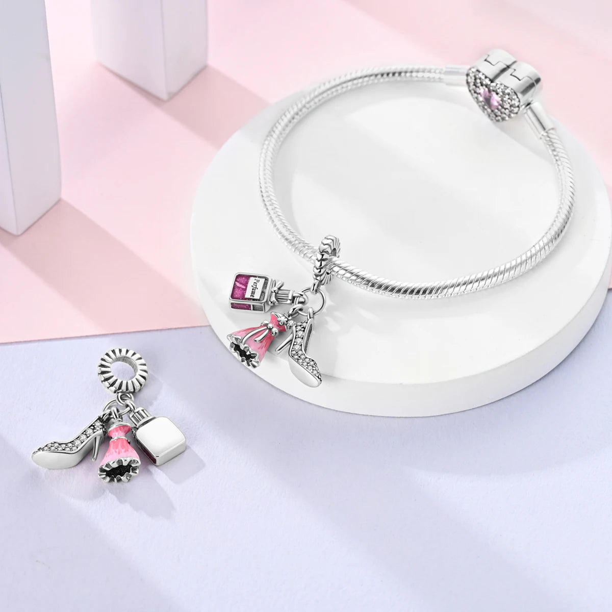 925 Silver Charms Skirt Ballet Shoes Pink Pendants Fit Original Bracelet Beads Diy For Woman Jewelry - élise & madelyn