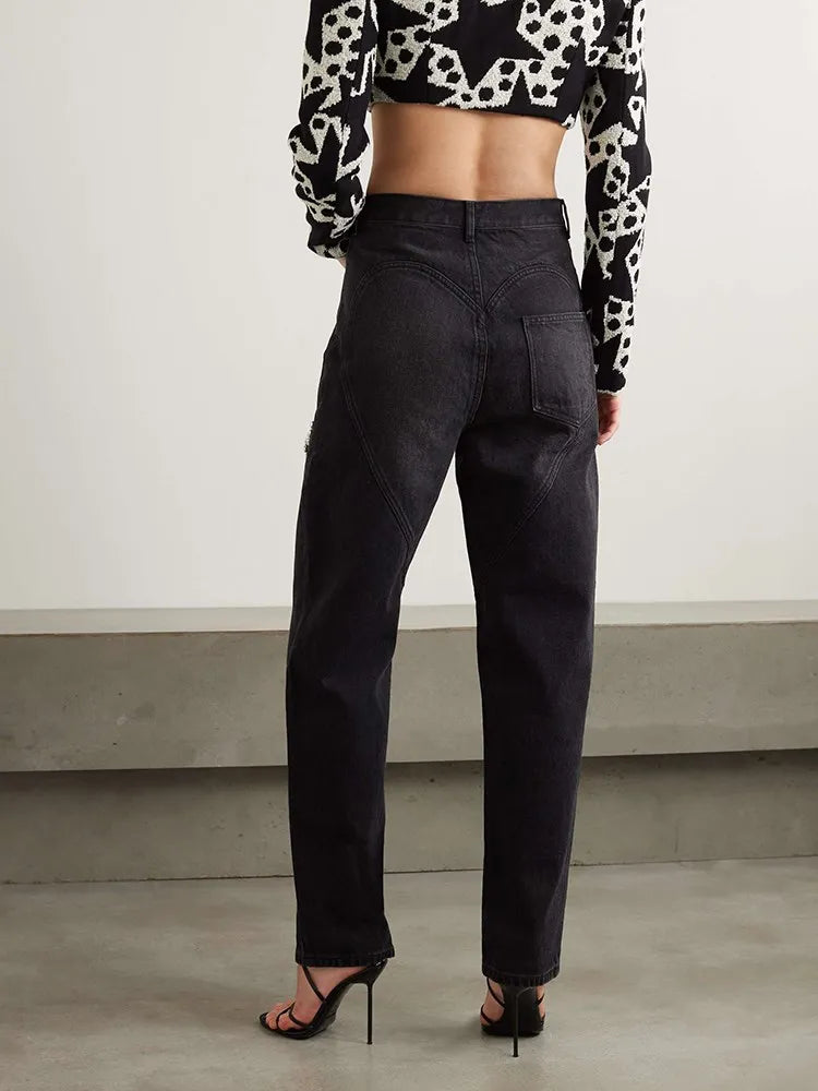 Midnight Tour Cutout Wide-Leg Jeans