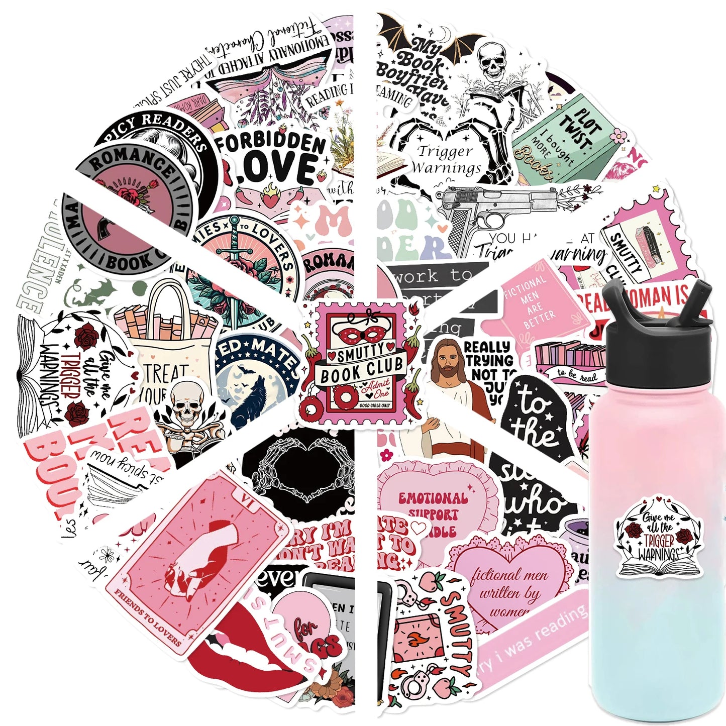 50pcs Smut Reading Books Graffiti Decorative Stickers Laptop Water Bottle Luggage Helmet Motorcycle Stickers - élise & madelyn