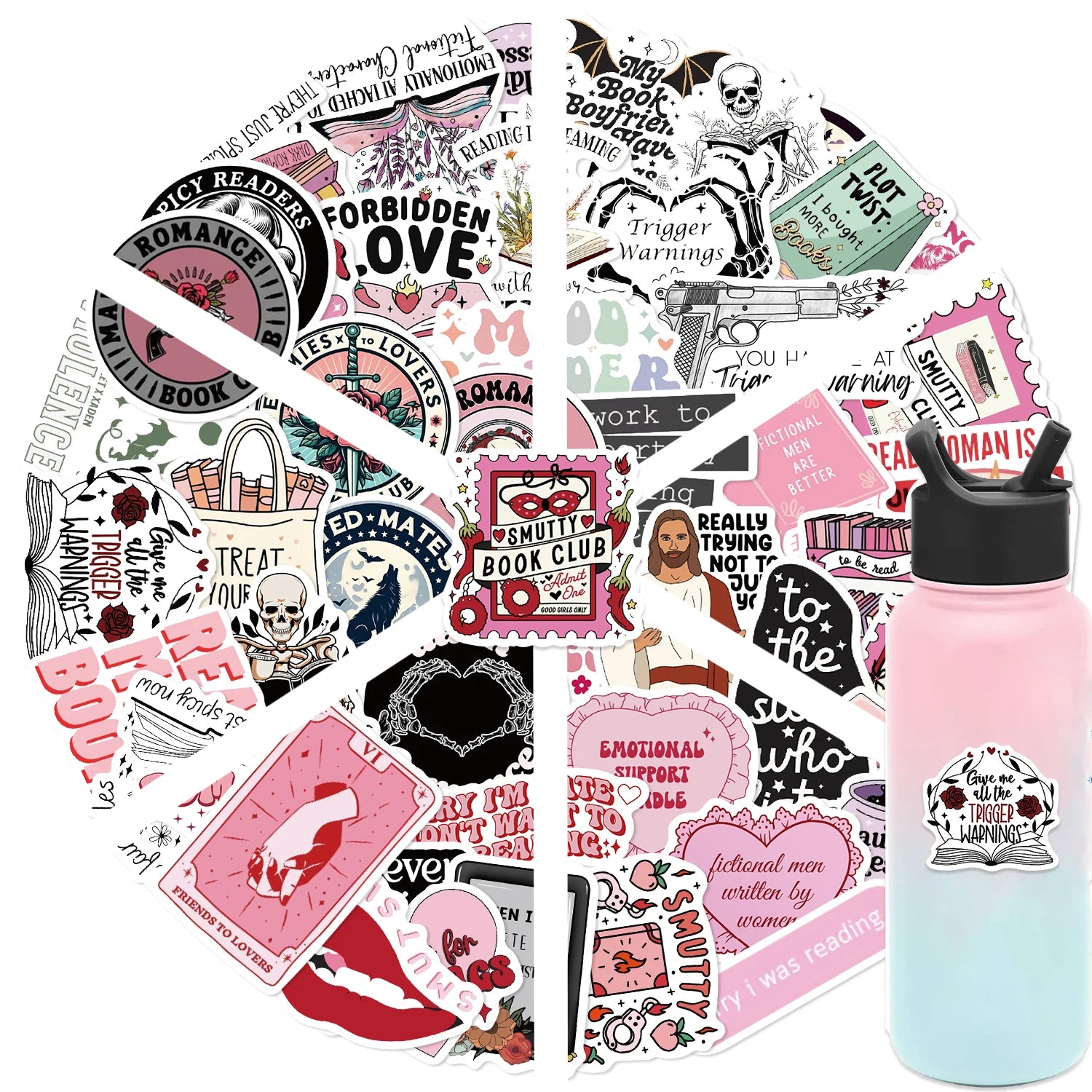 50pcs Smut Reading Books Graffiti Decorative Stickers Laptop Water Bottle Luggage Helmet Motorcycle Stickers - élise & madelyn