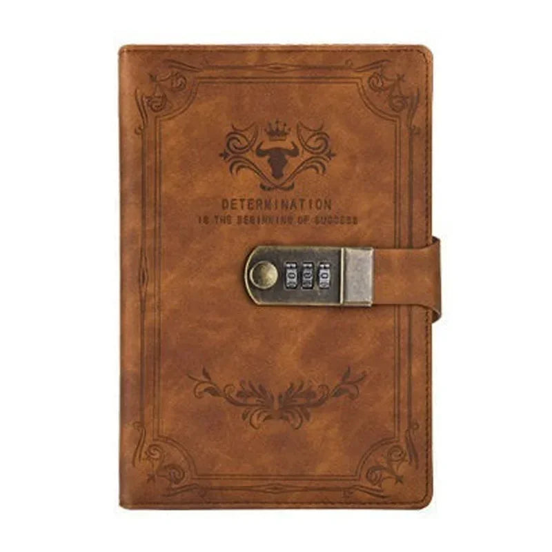 A5 200 Pages Retro Password Book with Lock Diary Thickened Creative Hand Ledger Student Notepad Stationery Notebook Binder - élise & madelyn