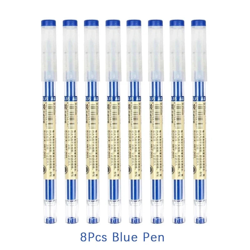 54Pcs/Set 0.35mm Gel Pens Office School Exam Sign Ballpoint Pen Blue Red Black Ink Replaceable Pen Refill Rods Kawaii Stationery - élise & madelyn