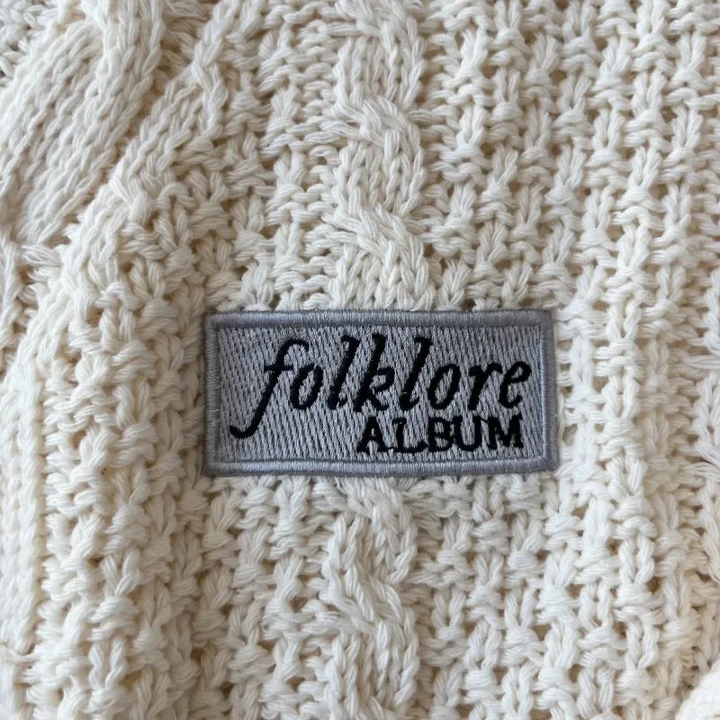 Beige Folklore Cardigan Women Letter Patch with Star Embroidered Knitted Sweater Female Winter Autumn Casual Oversized Cardigans - élise & madelyn