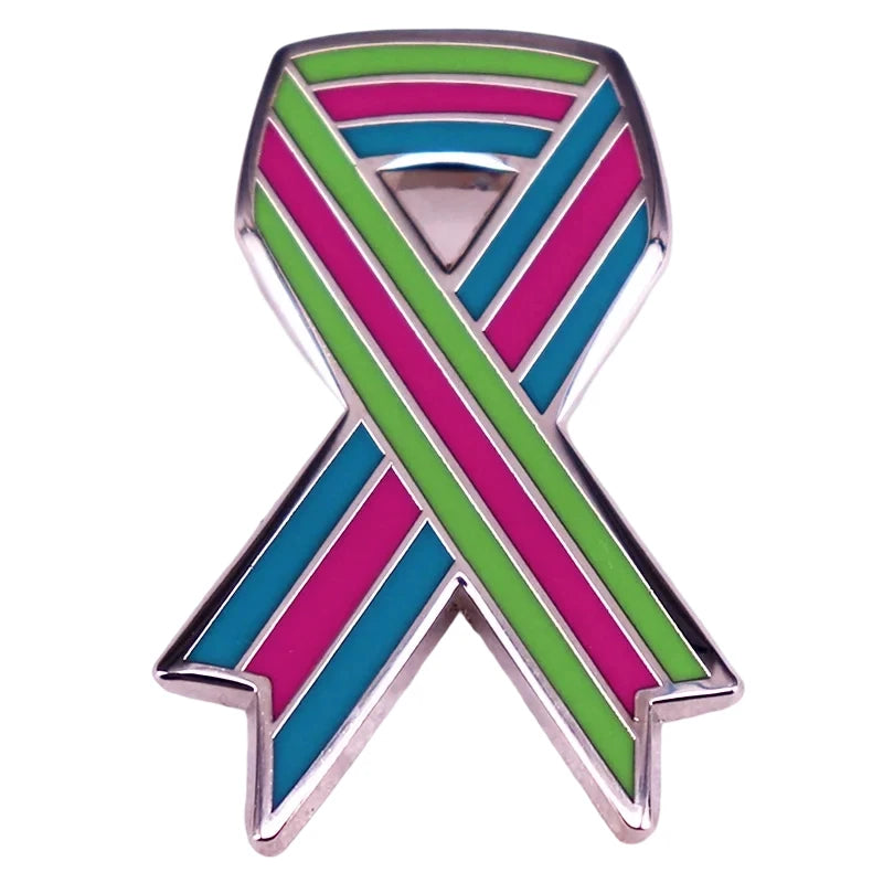 Colorful Ribbon Enamel Pin Disease Awareness Ribbon Badge Mental Health Jewelry Backpacks Hats Jeans Decorative